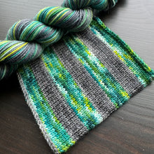 Load image into Gallery viewer, 50 Gram Mini - Glow Bug - Self Striping Merino Nylon Sock