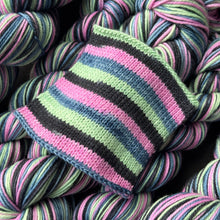 Load image into Gallery viewer, Monster Mash, Graveyard Smash - Self Striping Merino Nylon Sock & DK