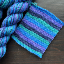 Load image into Gallery viewer, Forget Me Not - Self Striping Merino Nylon Sock