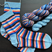 Load image into Gallery viewer, Book Inspired Dyed To Order - Self Striping Merino Nylon Sock