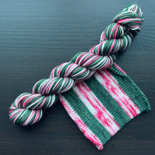 Load image into Gallery viewer, Dyed To Order - Fa La La La La - Self Striping Merino Nylon Sock