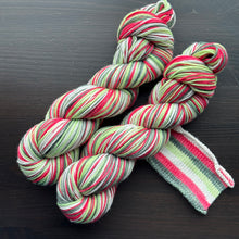 Load image into Gallery viewer, Dyed To Order - Poinsettia - Self Striping Merino Nylon Sock