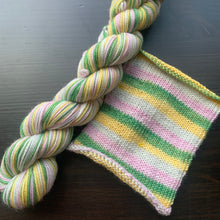 Load image into Gallery viewer, Lilies & Lily Pads - Self Striping Merino Nylon Sock & DK
