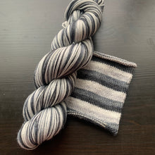 Load image into Gallery viewer, Fade To Black - Self Striping Merino Nylon Sock & DK