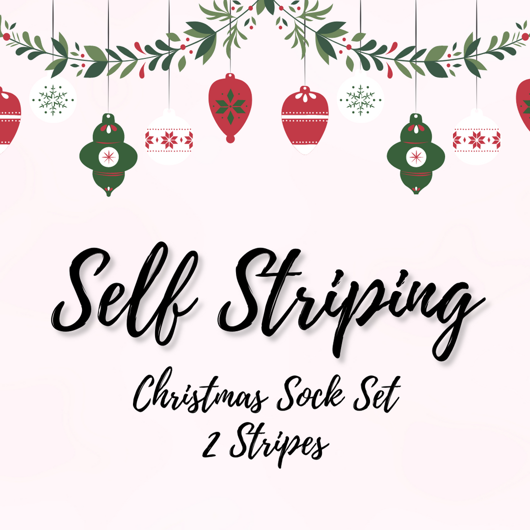 Pre-Order - 2023 Self Striping Christmas Sock Set - 2 Stripes - Merino Nylon Sock