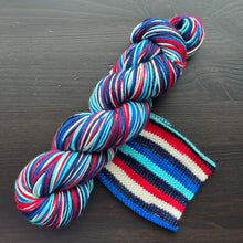 Load image into Gallery viewer, Let’s Go, Blue Jays! - Self Striping Merino Nylon Sock &amp; DK
