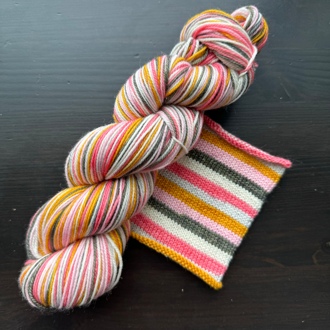 Dyed To Order - Flower Garden - Full Skein - 2024 Just Peachy Self Striping Yarn Of The Month - Merino Nylon Sock