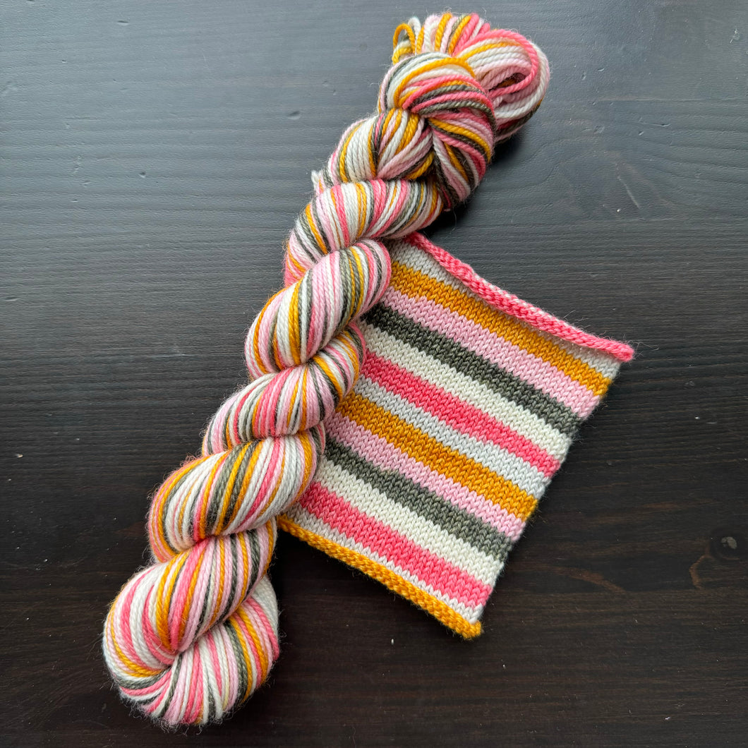Dyed To Order - Flower Garden - 50 Gram Skein - 2024 Just Peachy Self Striping Yarn Of The Month - Merino Nylon Sock