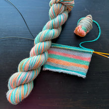 Load image into Gallery viewer, 50 Gram Mini - Practice What You Peach - Self Striping Merino Nylon Sock
