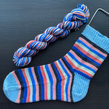 Load image into Gallery viewer, Beauty &amp; Danger - Self Striping Merino Nylon Sock &amp; DK
