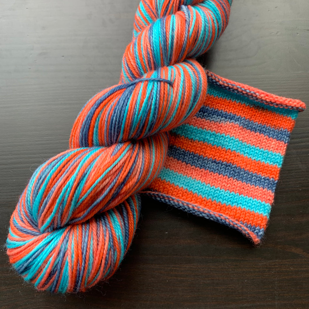 Dyed To Order - Coral Reef - Full Skein - 2023 Life In Colour Self Striping Yarn Of The Month - Merino Nylon Sock