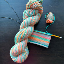 Load image into Gallery viewer, Practice What You Peach - Self Striping Merino Nylon Sock

