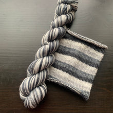 Load image into Gallery viewer, Fade To Black - Self Striping Merino Nylon Sock &amp; DK
