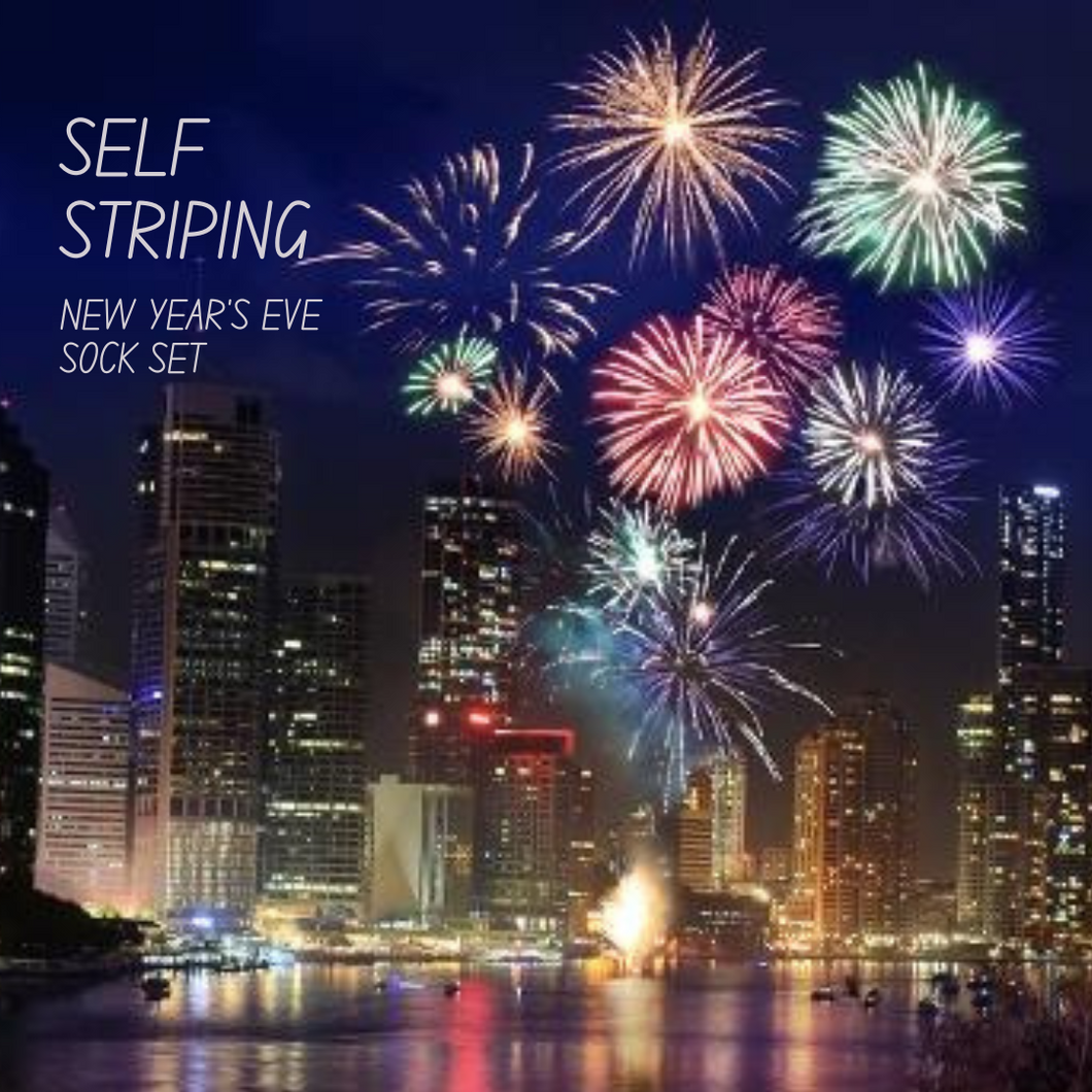 Pre-Order - New Year's Eve Self Striping Sock Set - 6 Stripes - Merino Nylon Sock