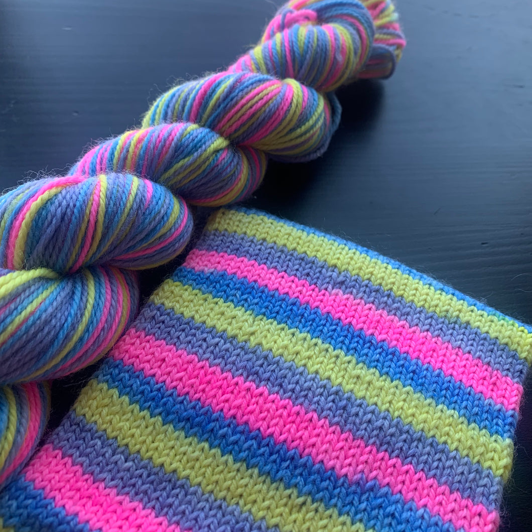 50 Gram Mini - Neon Brights - Self Striping Merino Nylon Sock