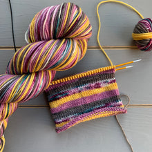 Load image into Gallery viewer, Late Nights In Autumn - Self Striping Merino Nylon Sock
